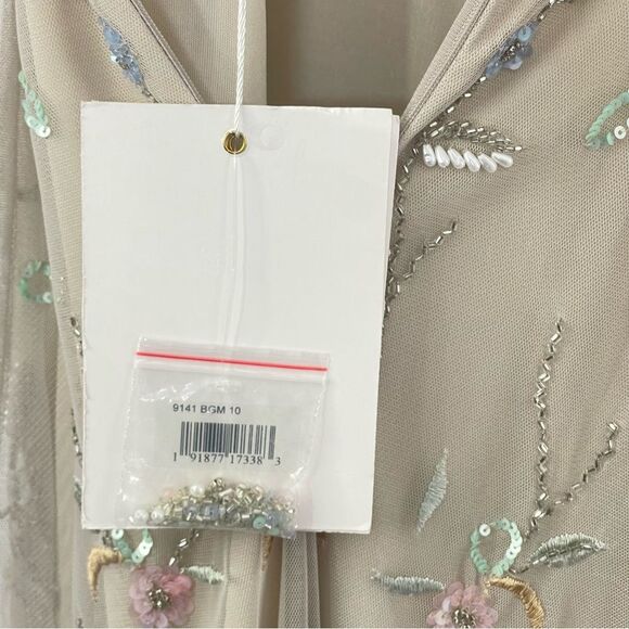 Mac Duggal 9141 Floral Embroidered Sleeveless Beige Multicolor Gown, Size 10 - Picture 13 of 14